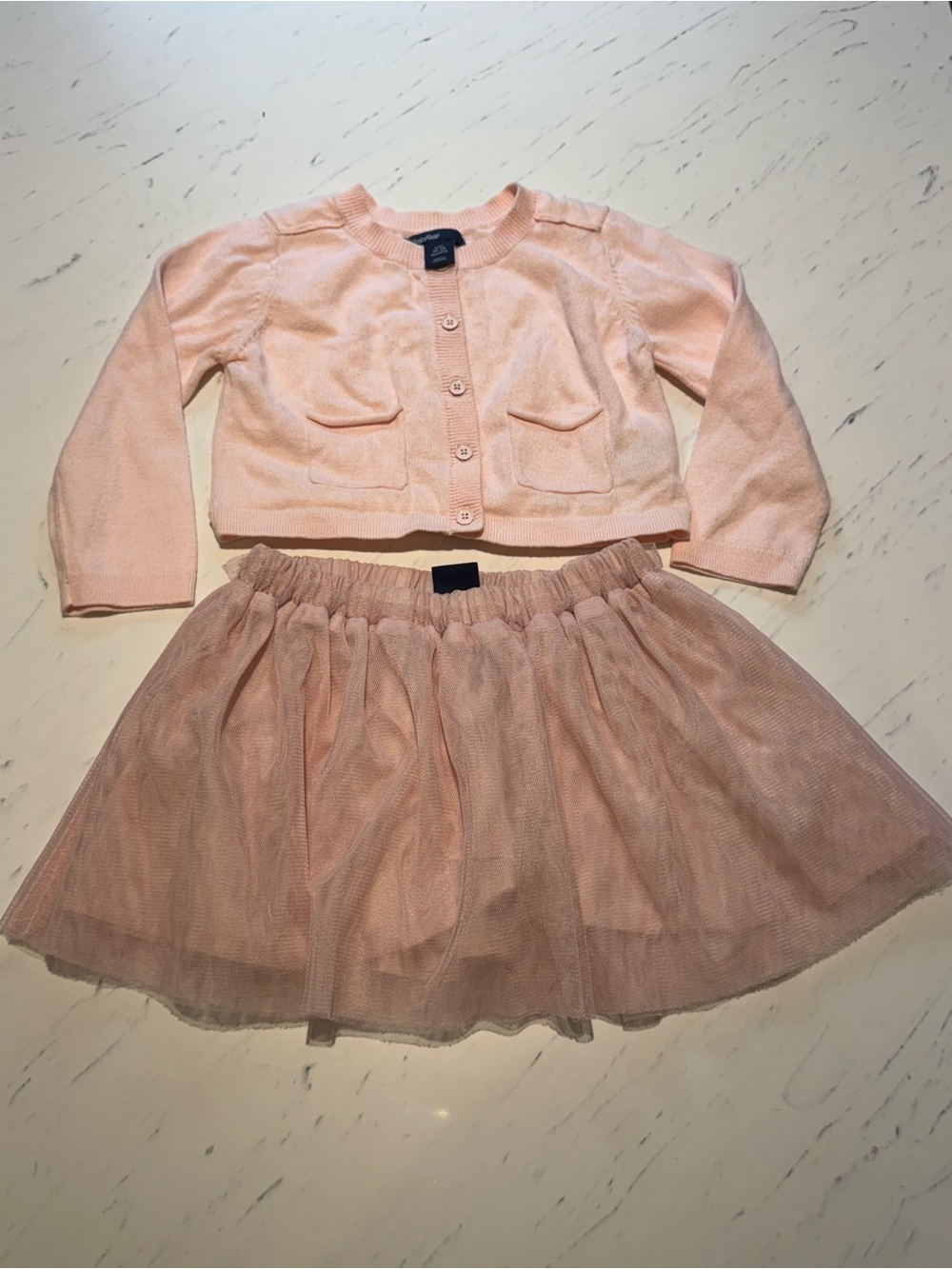 GAP Pink Girls Knit Cardigan and Tulle Skirt Set